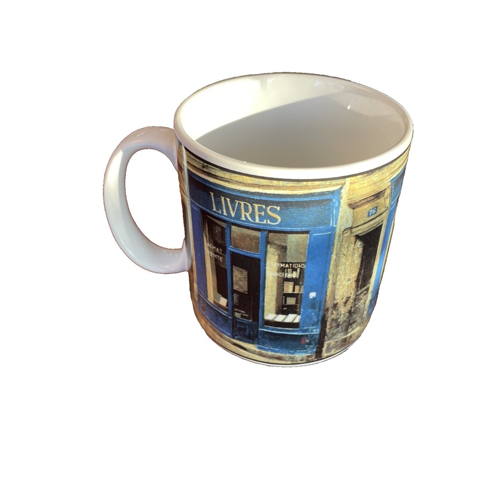 Vintage Sakura Storefronts Coffee Cup Livres Bookstore Mug French Literary Paris